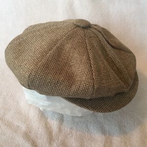 Paul Jordan Design 8 panel flat cap button top cabbie hat woven button brim med
